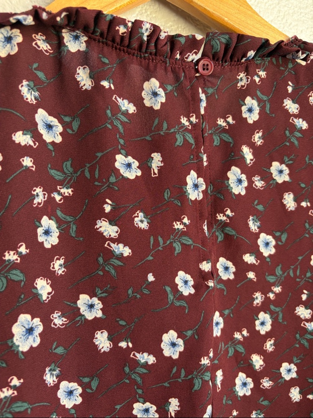 Forever 21 Burgundy Floral Ruffle Top